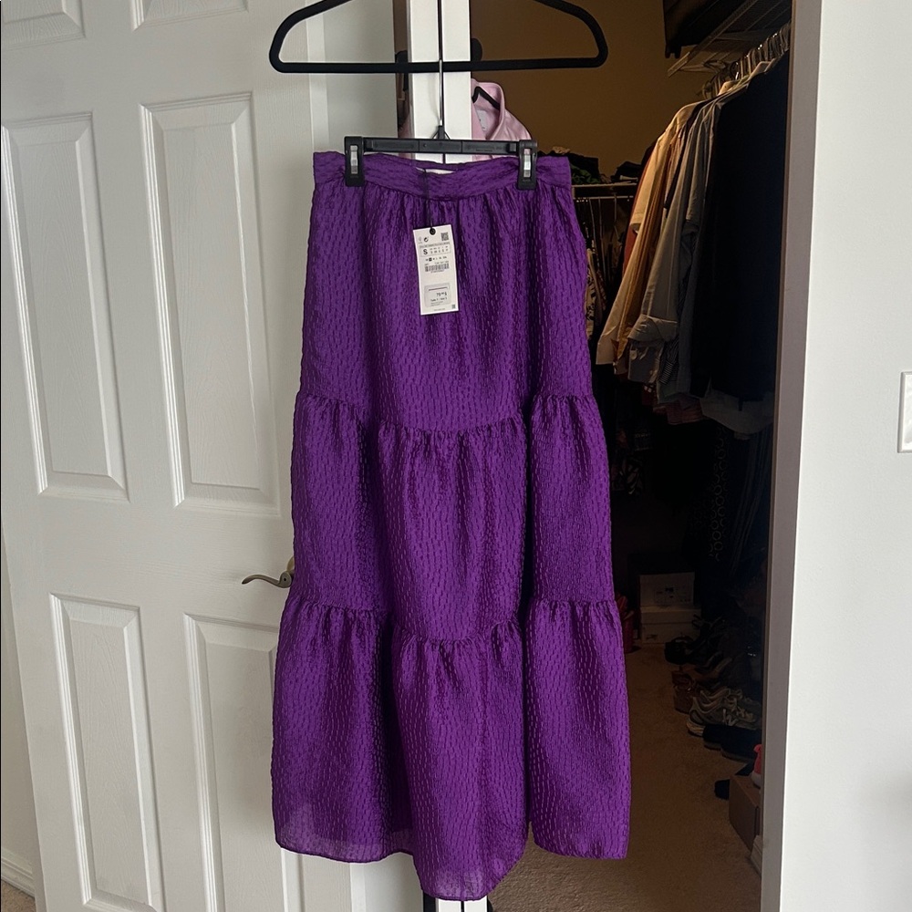 Zara Purple Tiered Maxi Skirt
